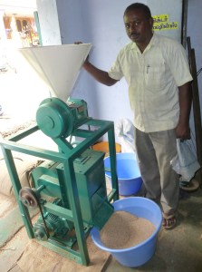 A centrifugal millet huller