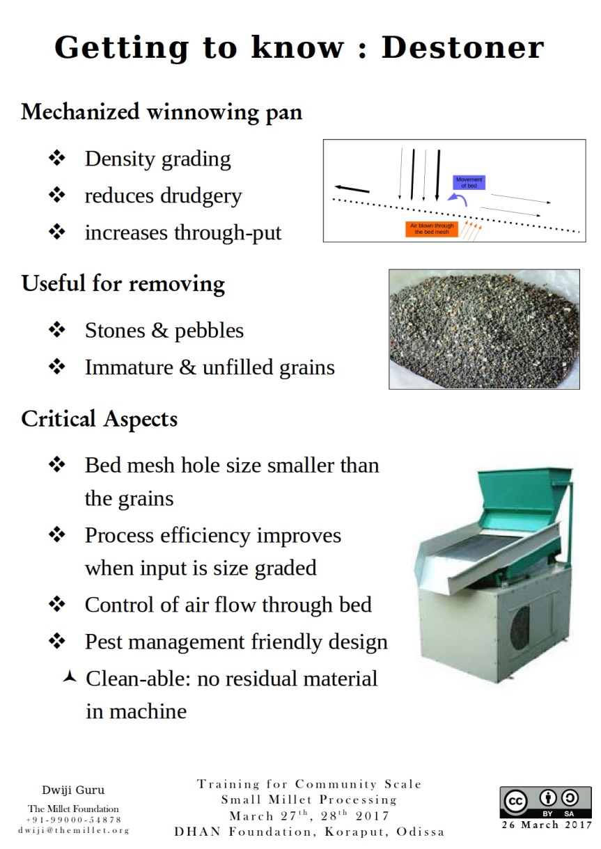 A few simple points to remember about a destoner or a density grader